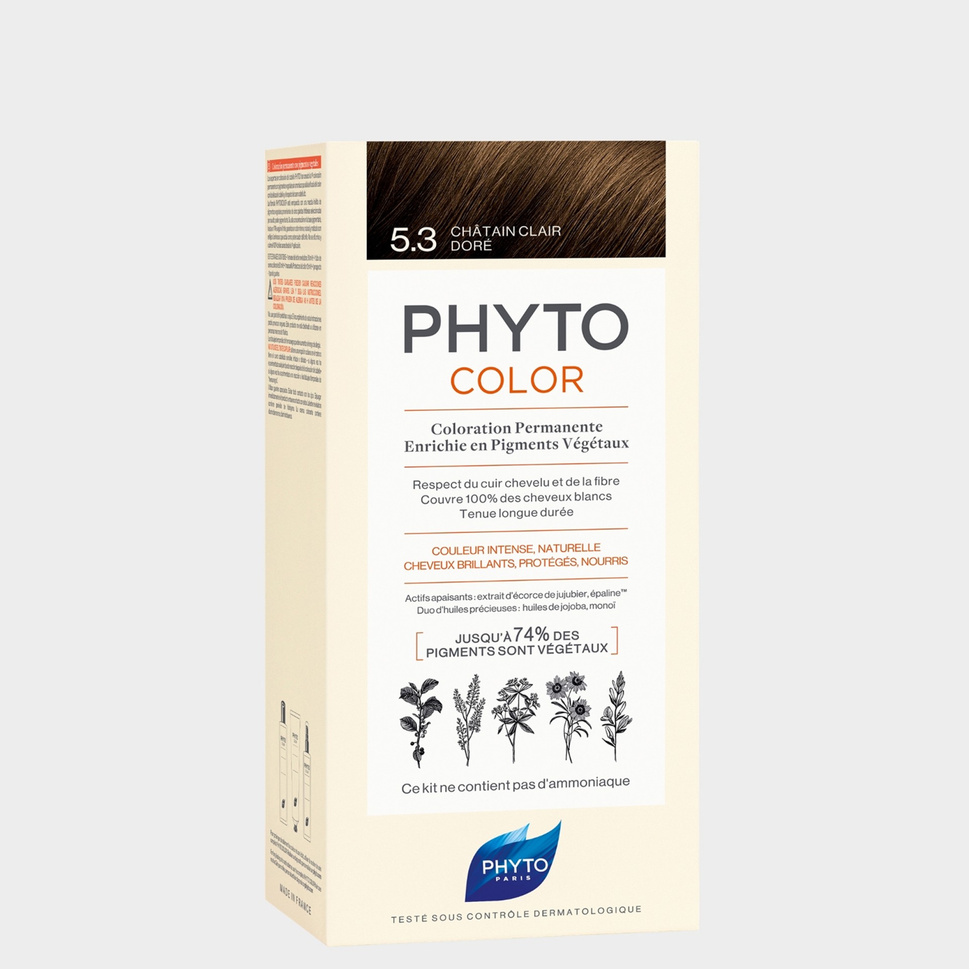 Creme Coloração Permanente Phyto Phytocolor Kit 5.3 Castanho Claro Dourado