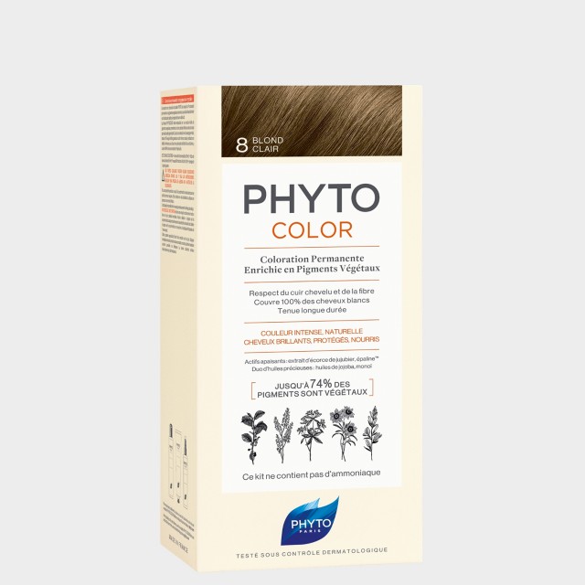 Creme Colorao Permanente Phyto Phytocolor Kit 8 Louro Claro