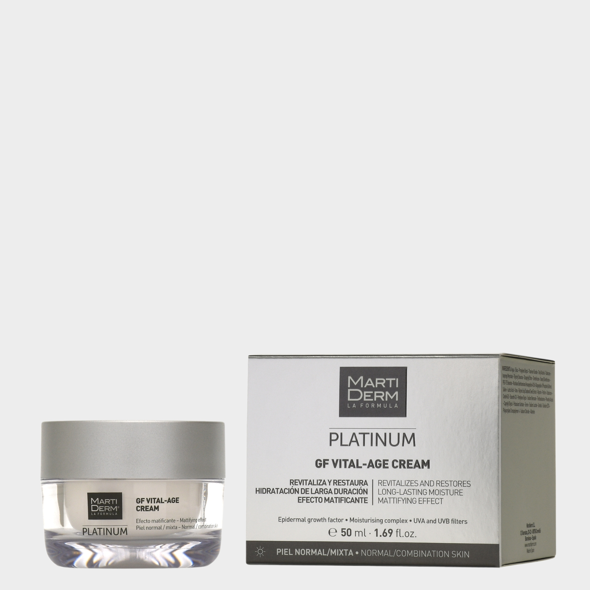 Creme Anti-Envelhecimento MartiDerm Platinum GF Vital-Age Pele Normal Mista 50 ml