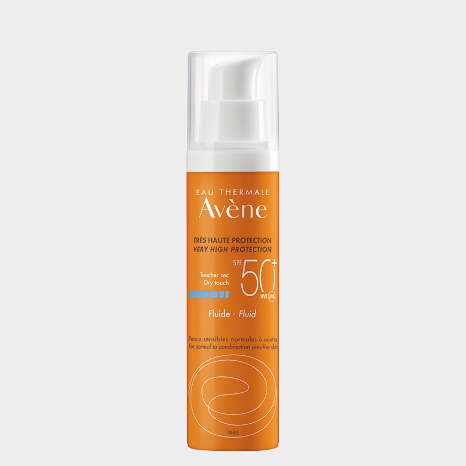 Protetor Solar de Rosto Fluido Avène SPF50+ Dry Touch Pele Clara Hipersensível 50 ml