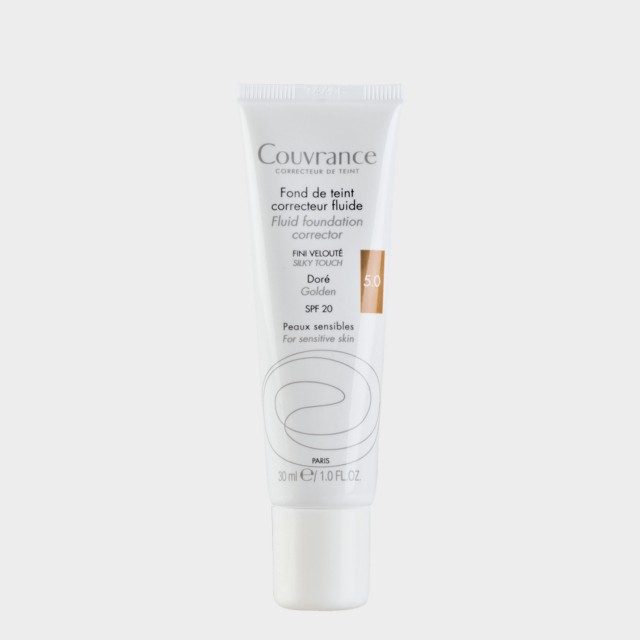 Base Fluida Corretora Avne Couvrance SPF20 Tom Dourado Pele Sensvel 30 ml