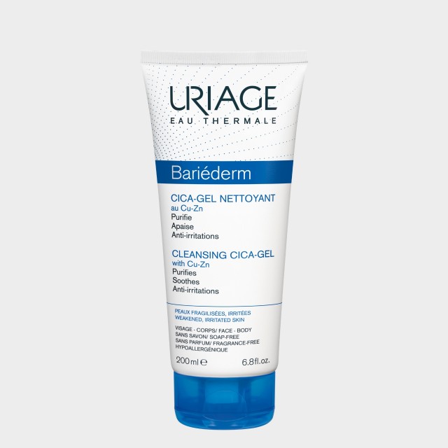 Gel de Limpeza Reparador Rosto Uriage Bariderm Cica-Gel Cu-Zn Pele Fragilizada 200 ml