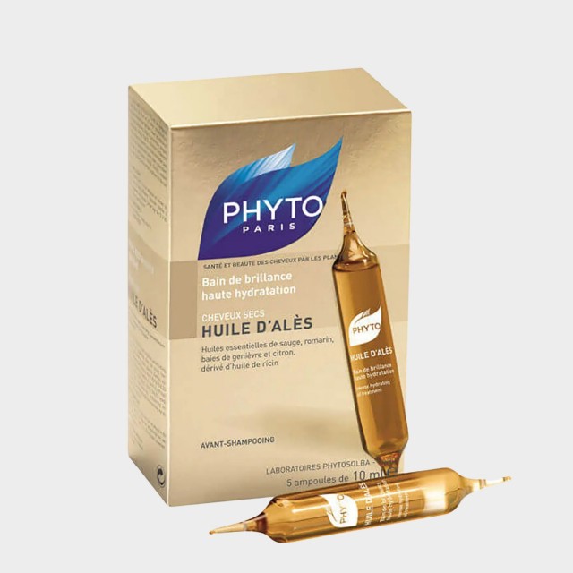 Cuidado Capilar Pr-Lavagem Phyto Huile DAls Banho de Brilho Cabelo Seco 5 ampolas