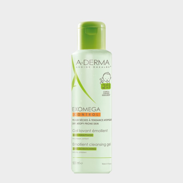 Gel Lavante Emoliente Corpo e Cabelo A-Derma Exomega Pele Atpica Seca 500 ml