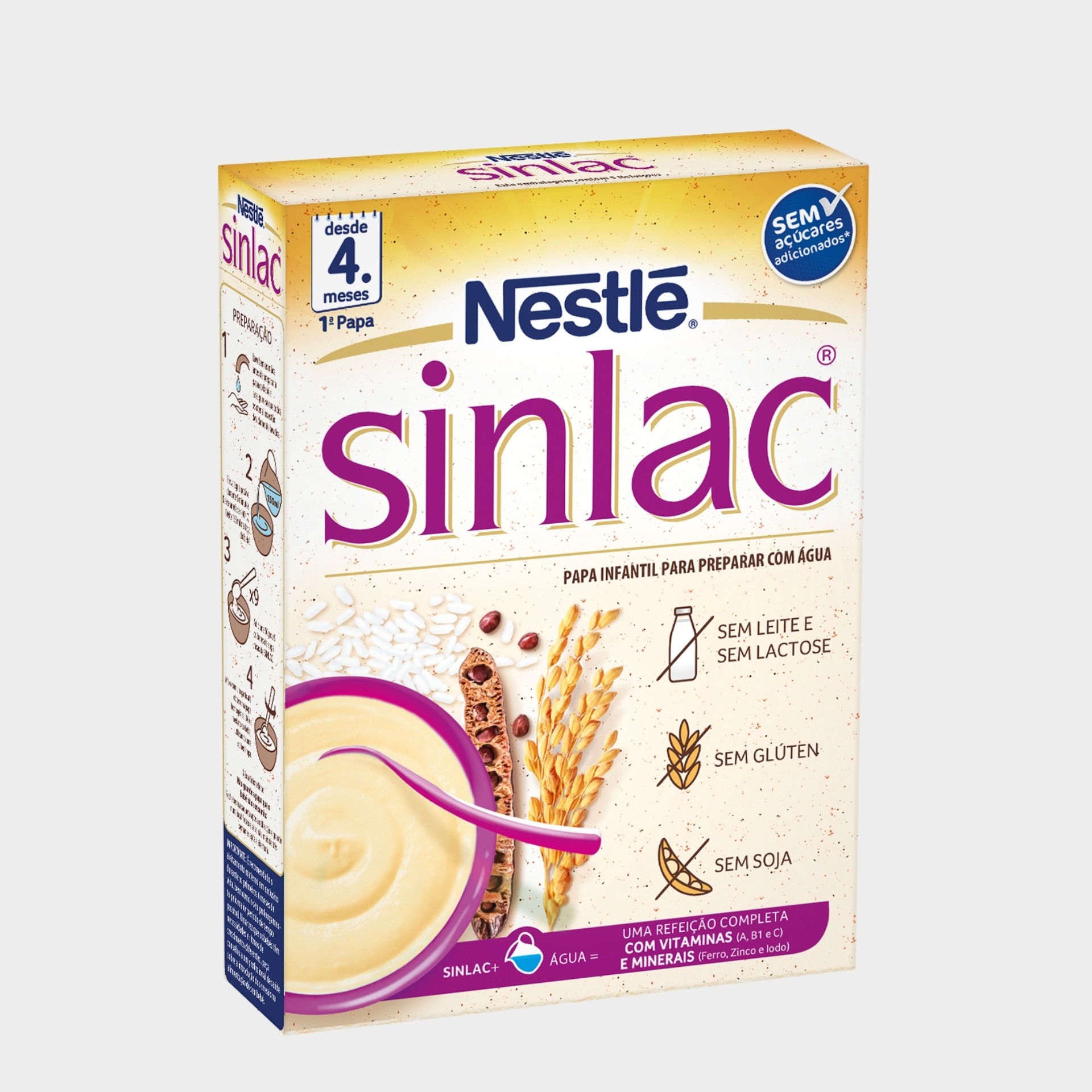 Papa Infantil Nestlé Expert Sinlac Não Láctea Sem Glúten Sem Lactose +4 Meses 250 gr