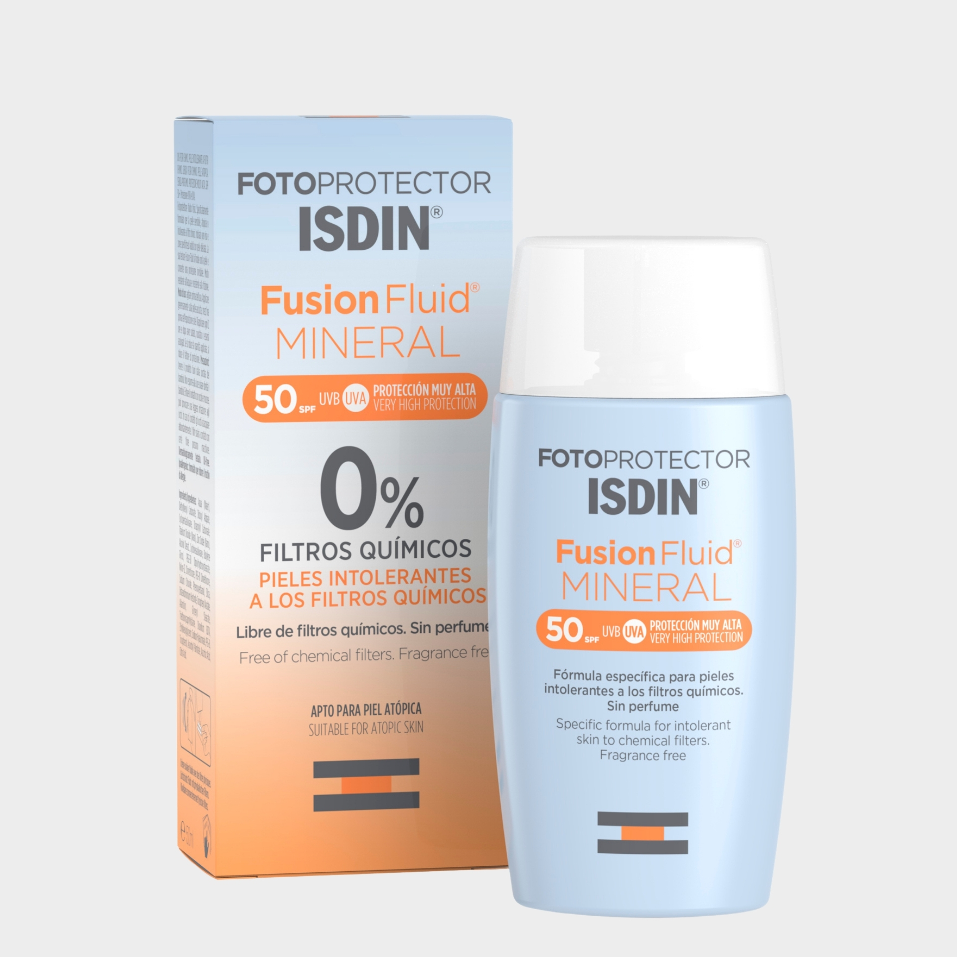 Protetor Solar Rosto Isdin Fotoprotector Fusion Fluid Mineral Pele Sensível SPF50+ 50 ml