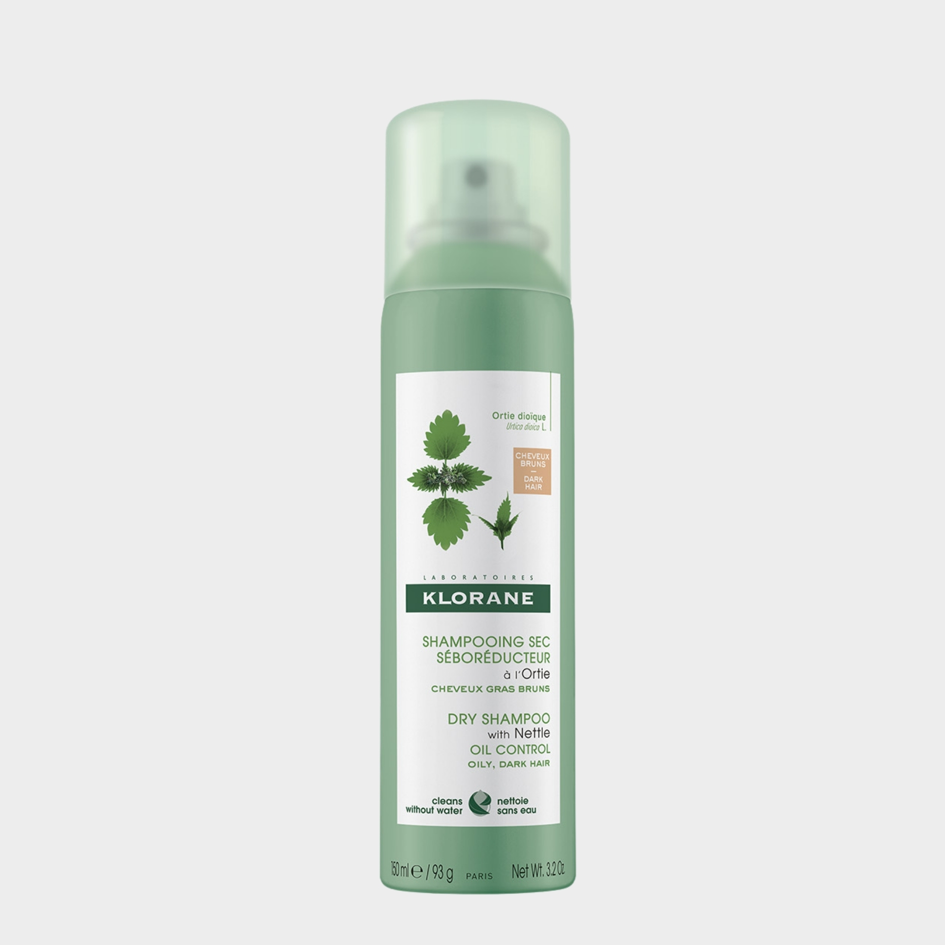 Champô Seco Klorane Capilar Ortiga Branca Cabelo Escuro Oleoso 150 ml