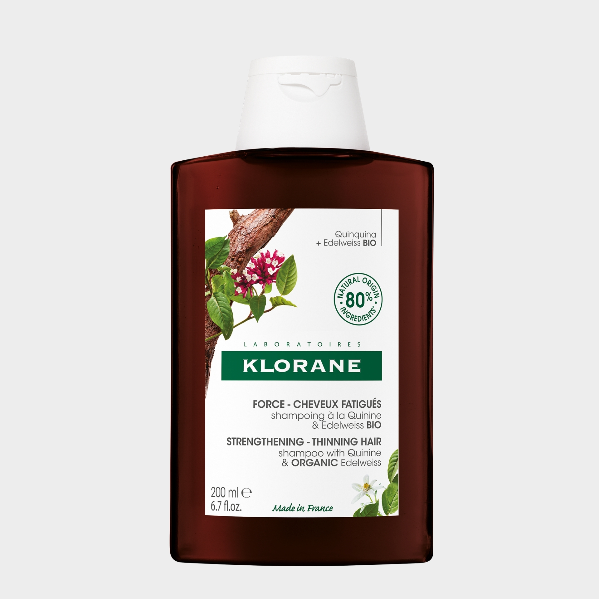 Champô Anti-Queda Klorane Quinina e Edelvaisse Bio Cabelos Desvitalizados Queda 200 ml