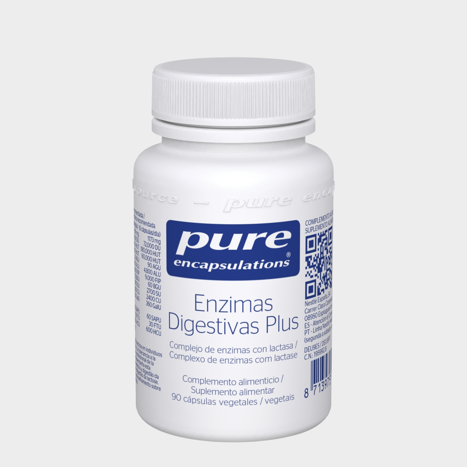 Suplemento Sistema Digestivo Pure Encapsulations Enzimas Digestivas Plus 90 cáps