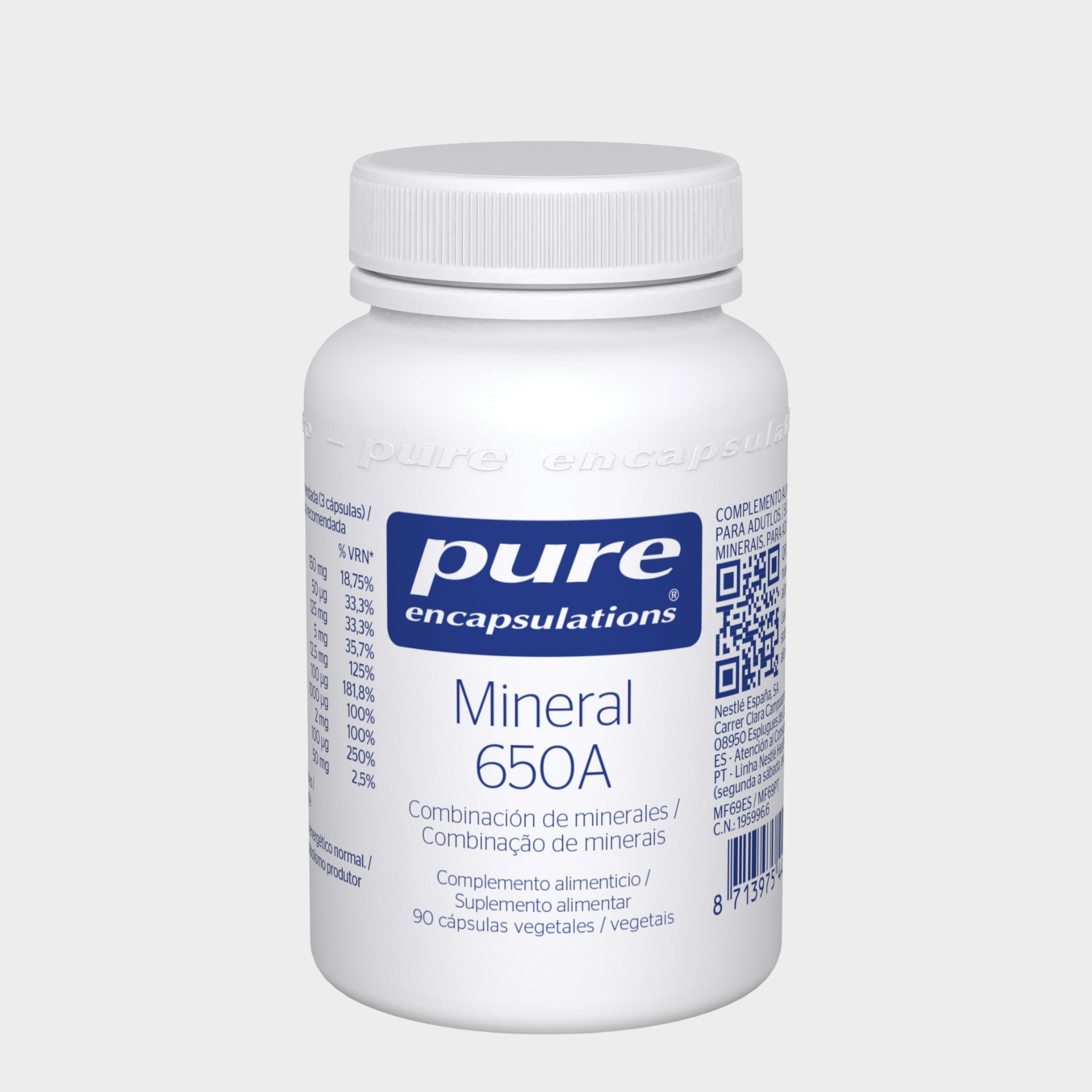 Suplemento Bem-Estar Pure Encapsulations Mineral 650A 90 cáps