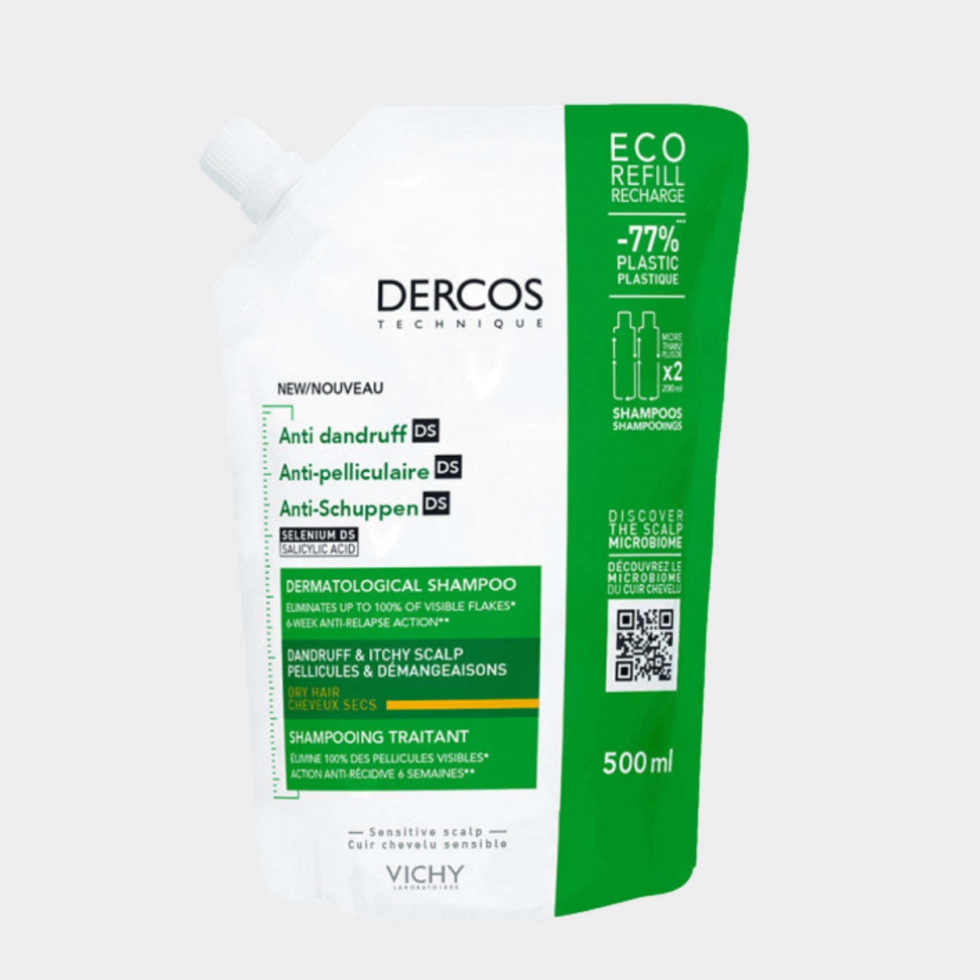 Champô Anti-Caspa Vichy Dercos Technique Caspa Seca Recarga 500 ml