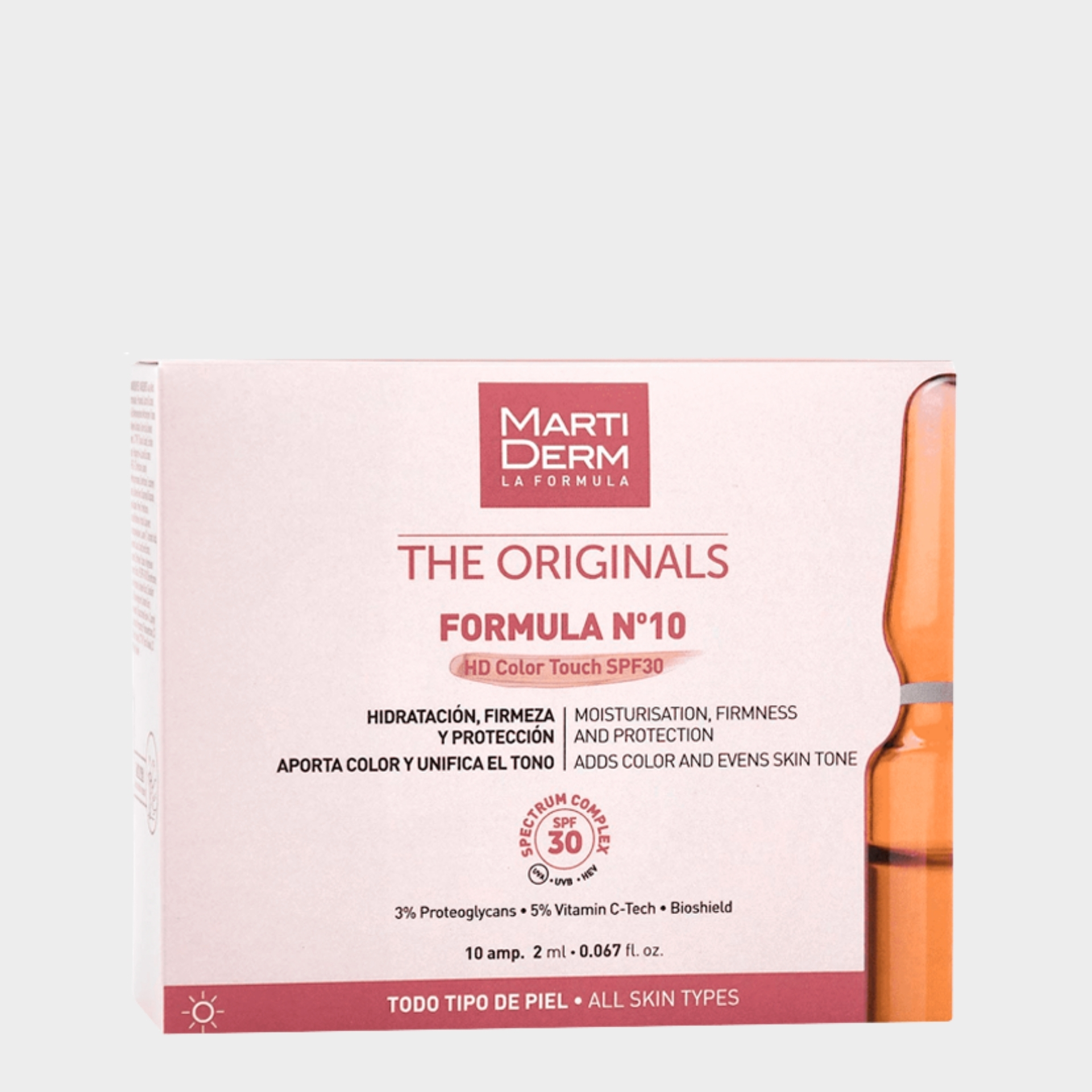 Ampolas MartiDerm Formula Nº10 SPF30 Hidratante & Uniformizante 10 un