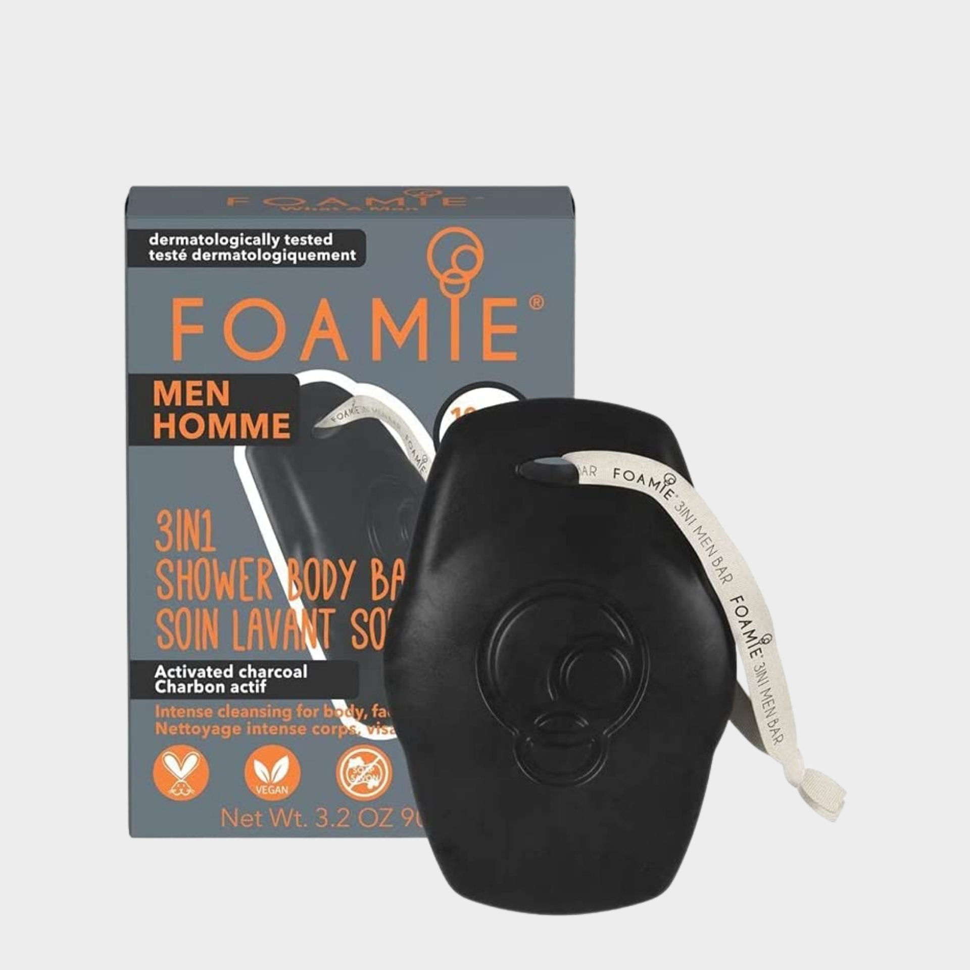 Sabonete 3 em 1 Homem Foamie Men Carvão Ativado 90 gr