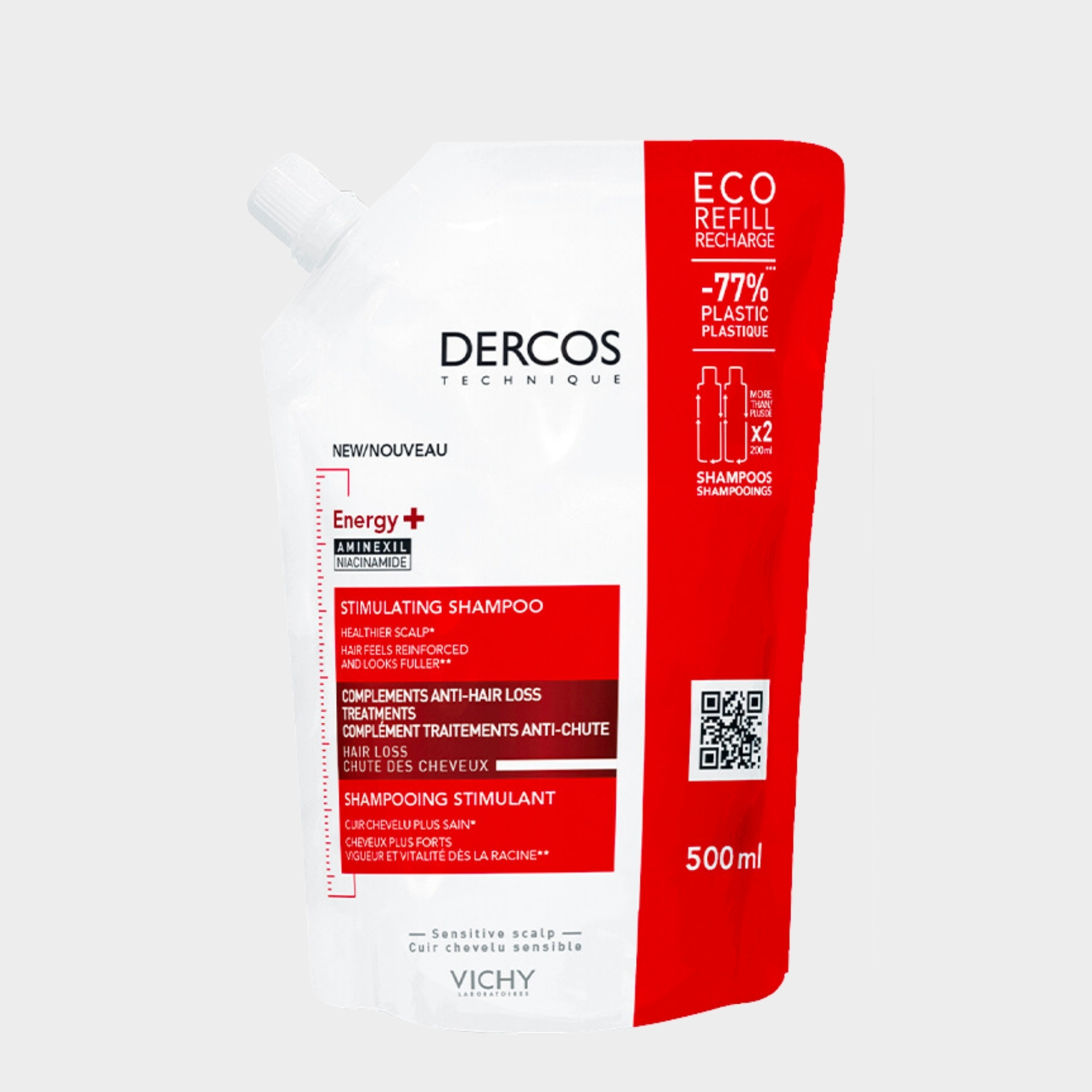 Champô Anti-Queda Vichy Dercos Technique Estimulante Energy + Recarga 500 ml