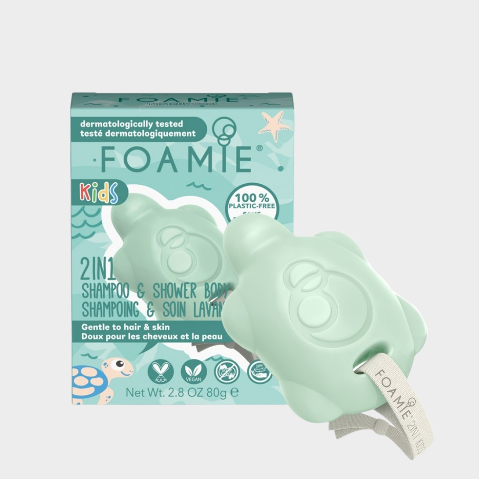 Sabonete 2 em 1 Crianças Foamie Kids Manga Côco Turtelly Cute 80 gr