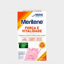 Bebida Solvel Nestl Meritene Fora e Vitalidade Protenas Vitaminas Minerais Morango 15x 30 g