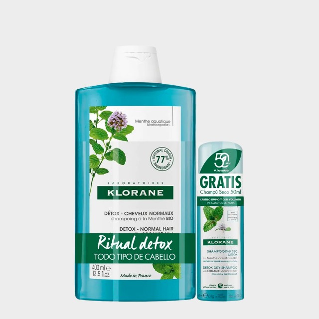 Champô Anti-Poluição Klorane Detox Menta Aquática 400 ml + Oferta Bruma Purificante 100 ml Champô Anti-Poluição Klorane Detox Menta Aquática 400 ml + Oferta Bruma Purificante 100 ml
