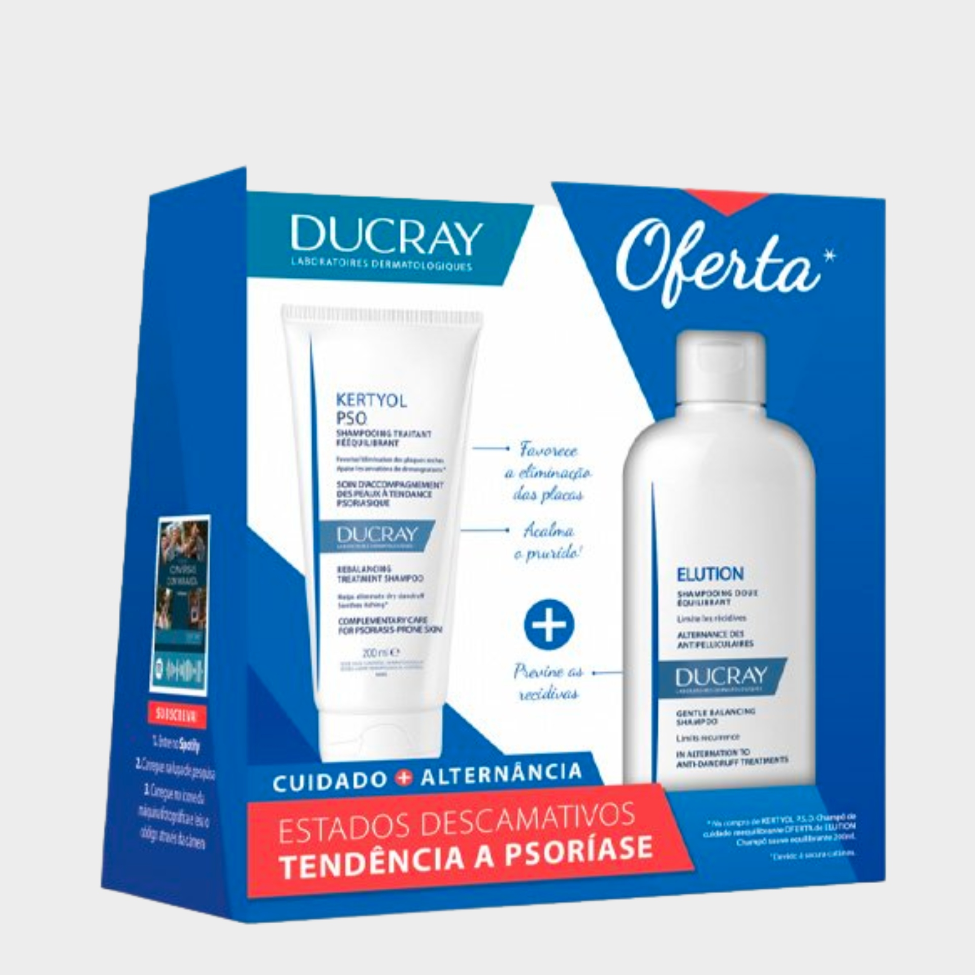 Kit Ducray Champô Kertyol PSO Queratose 200 ml + Champô Elution Anti-Caspa 200 ml