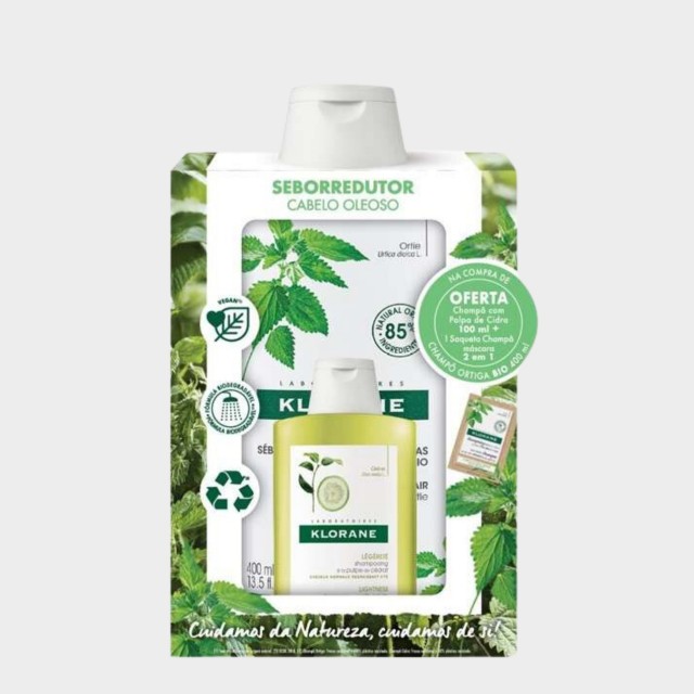 Kit Cabelo Oleoso Klorane Champ Ortiga Seborregulador 400 ml + Champ Polpa Cidra 100 ml + Champ-M