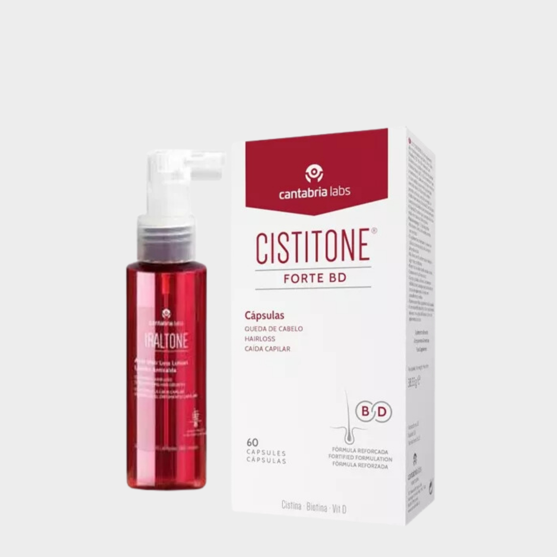 Pack Anti-Queda Cistitone Forte BD 60 cápsulas + Loção Anti-Queda Iraltone 200 ml