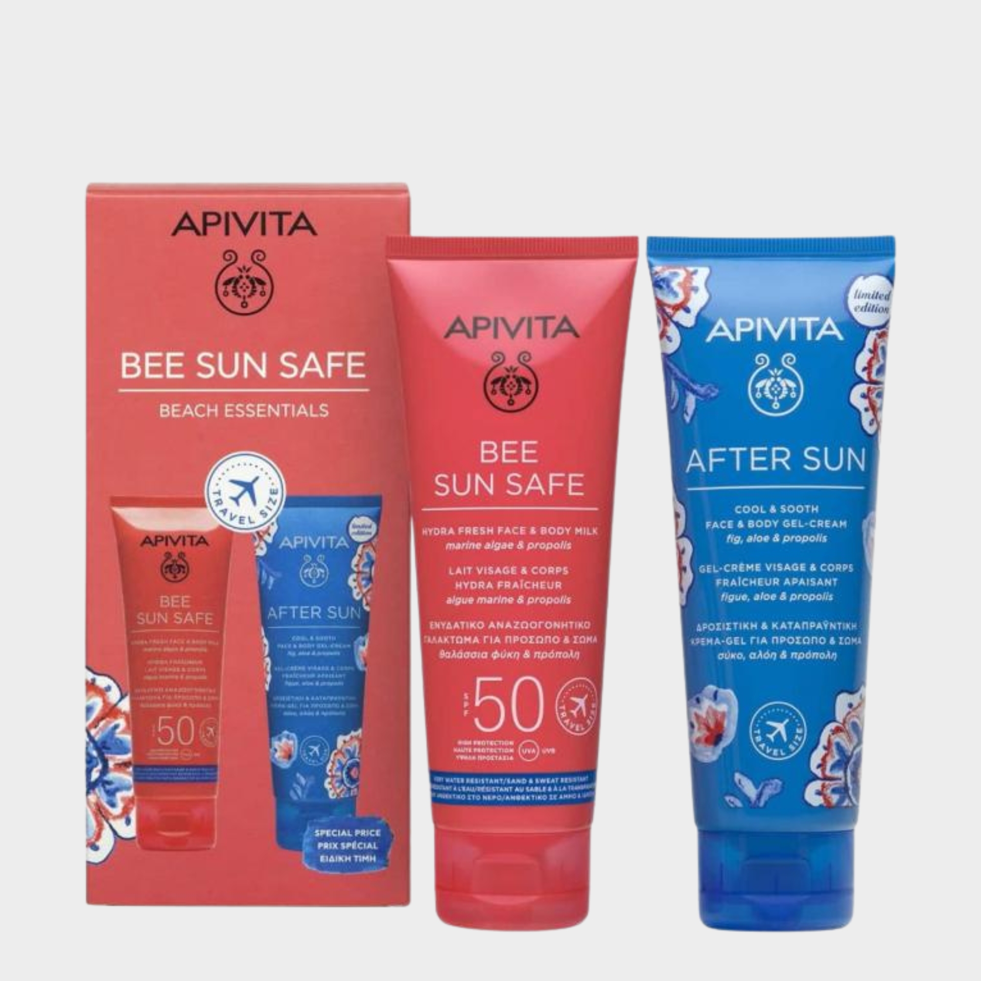 Coffret Solares Apivita Beach Essentials Protetor Solar SPF50 + Pós-Solar 1 un