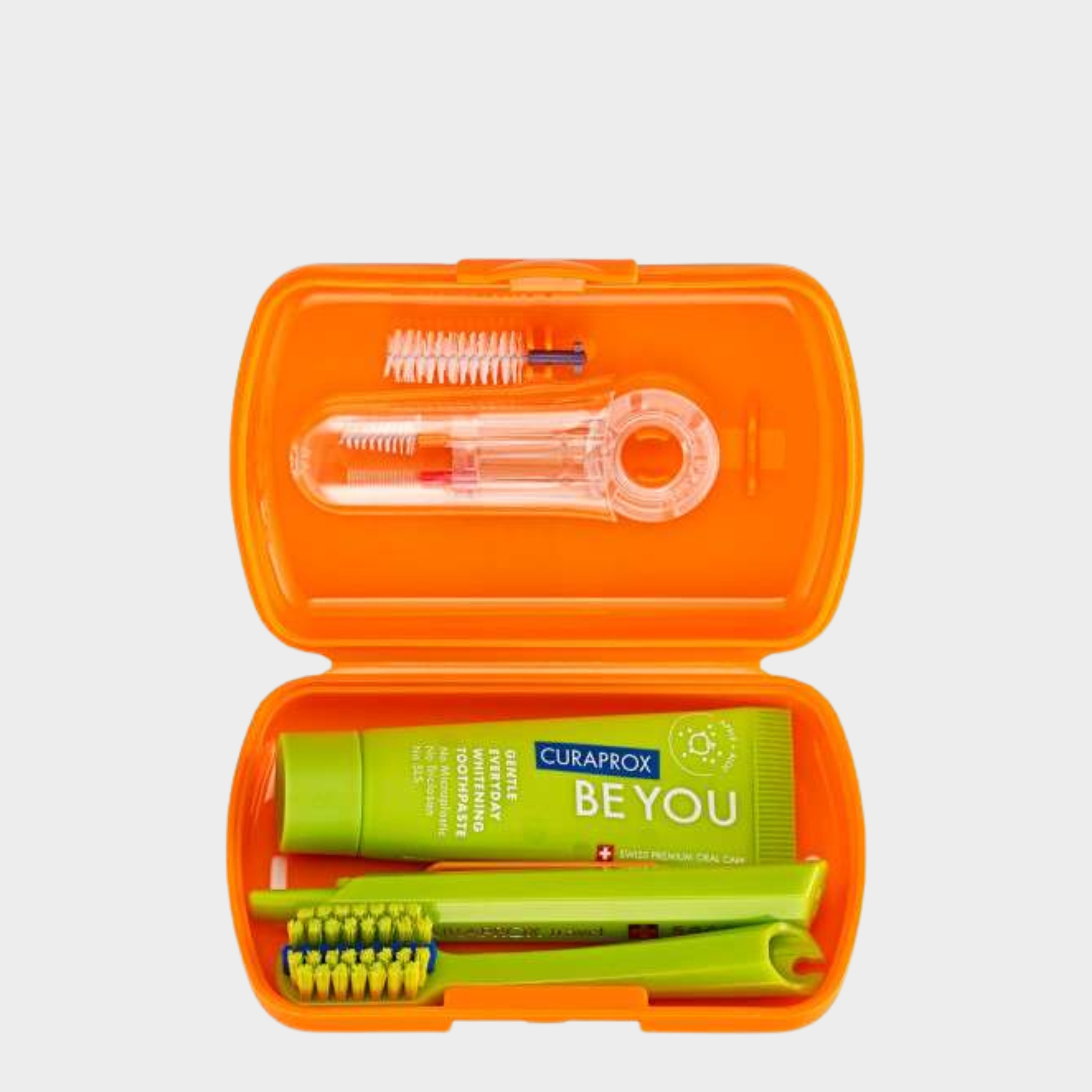 Kit Viagen Curaprox Orth Laranja Escova + Pasta + Escovilhões 1 un