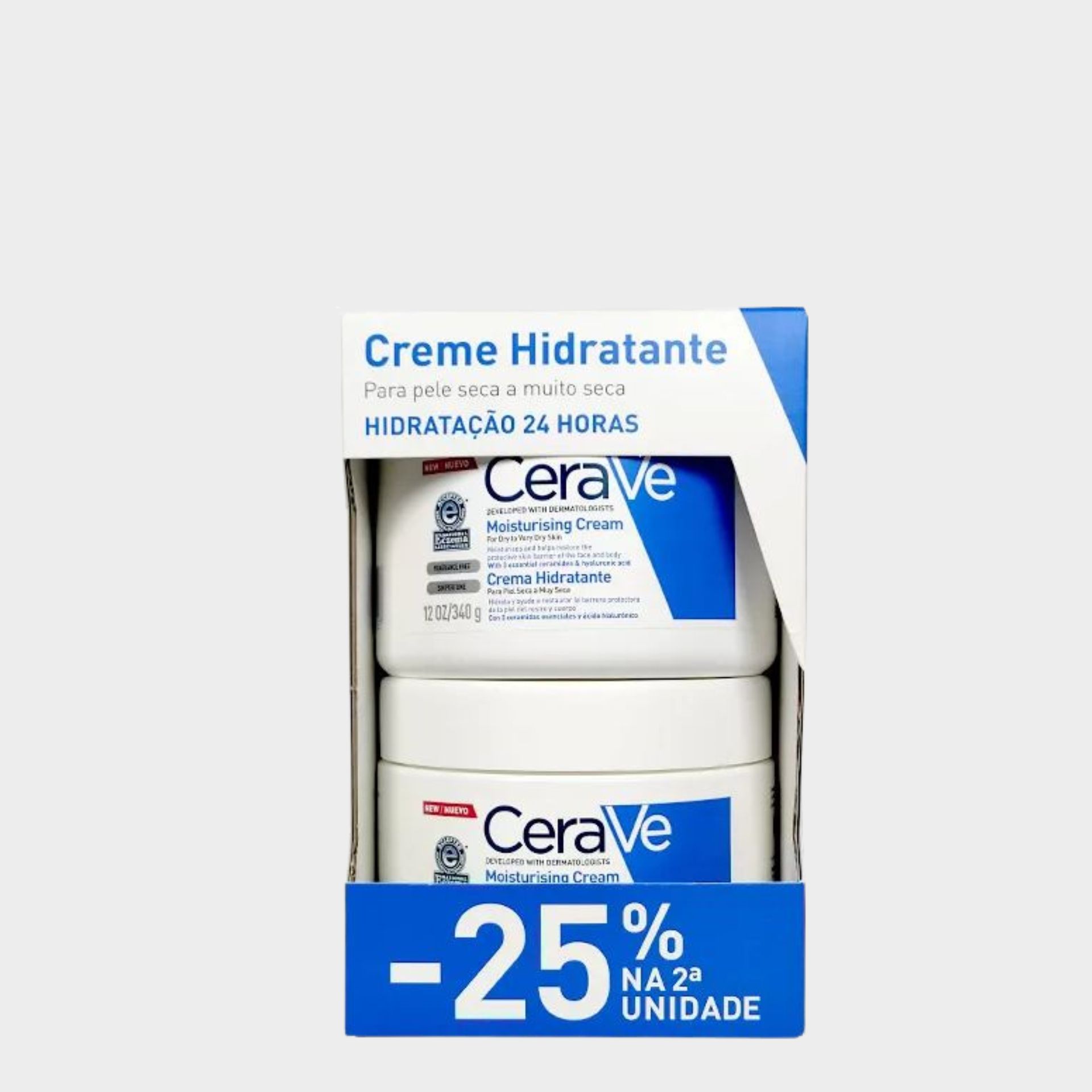 Cerave Duo Creme Hidratante Diário 2 X 340 G Com Desconto De 25% Na 2ª Embalagem