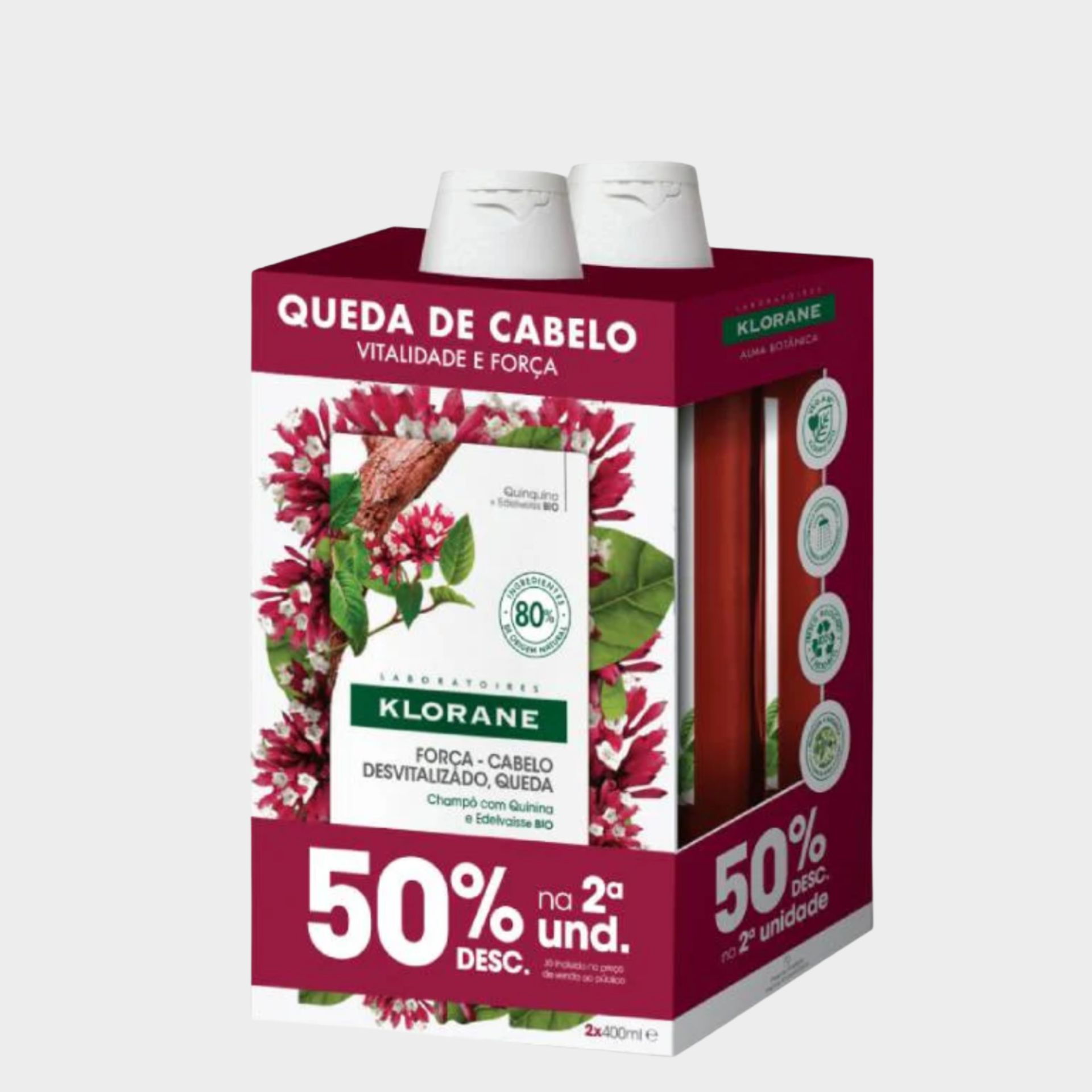 Klorane Quinina Champô 400ml + Condicionador 50ml