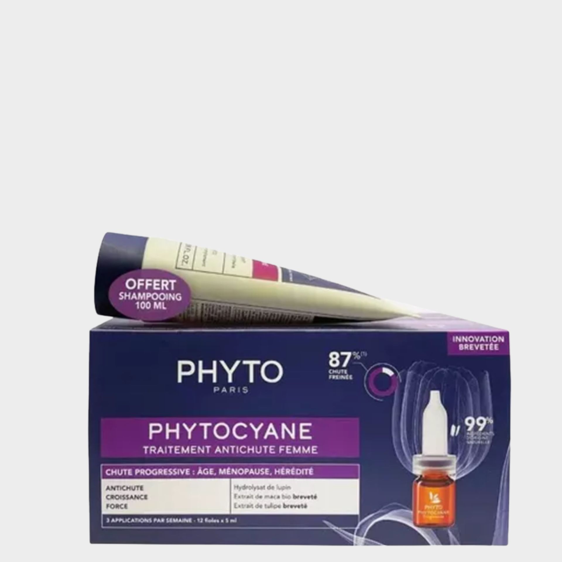 Phyto Phytocyane Mulher Pack Ampolas Queda Progressiva x12 Unidades + Shampoo 100ml