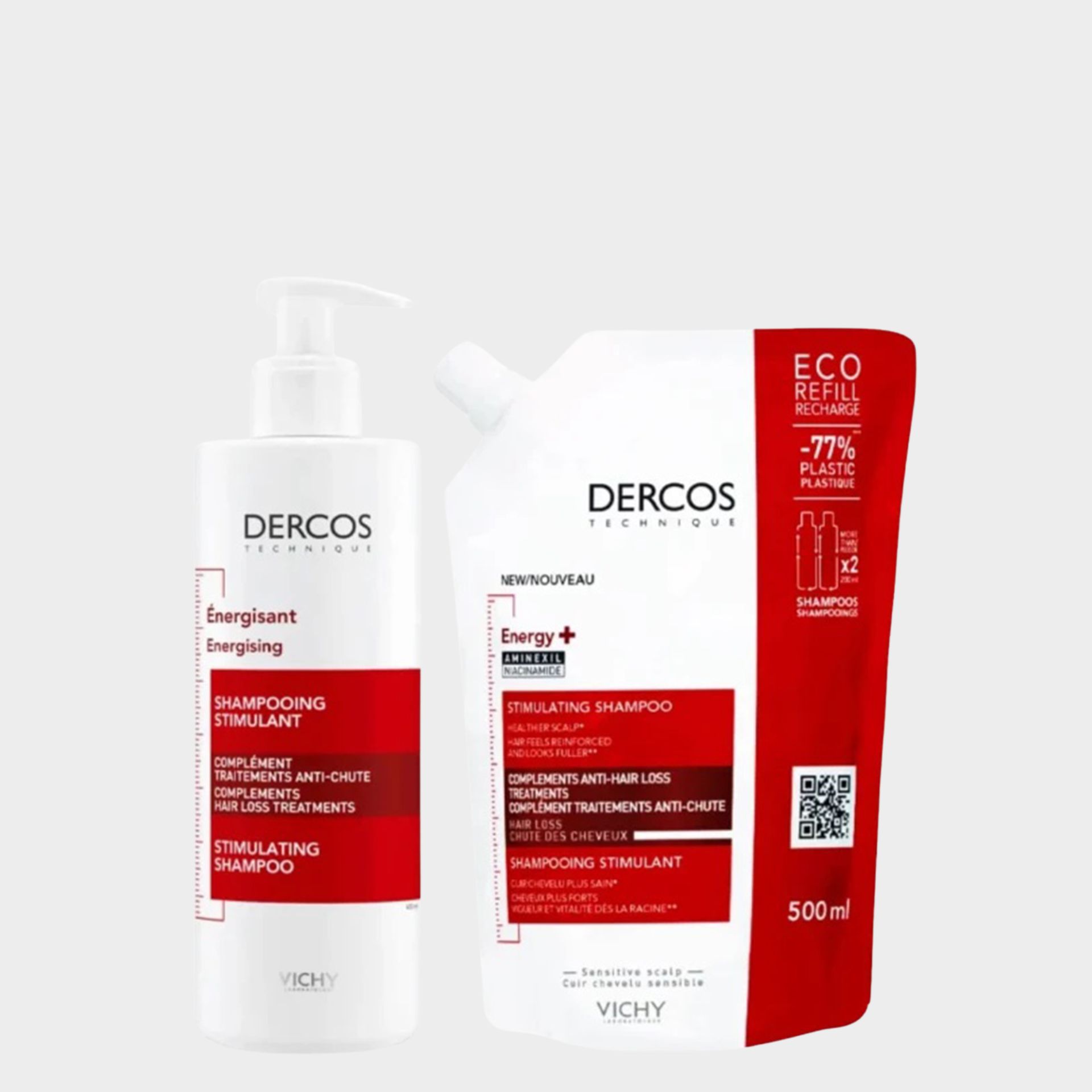 Dercos Champô Energizante - 400ml + Refill - 500ml