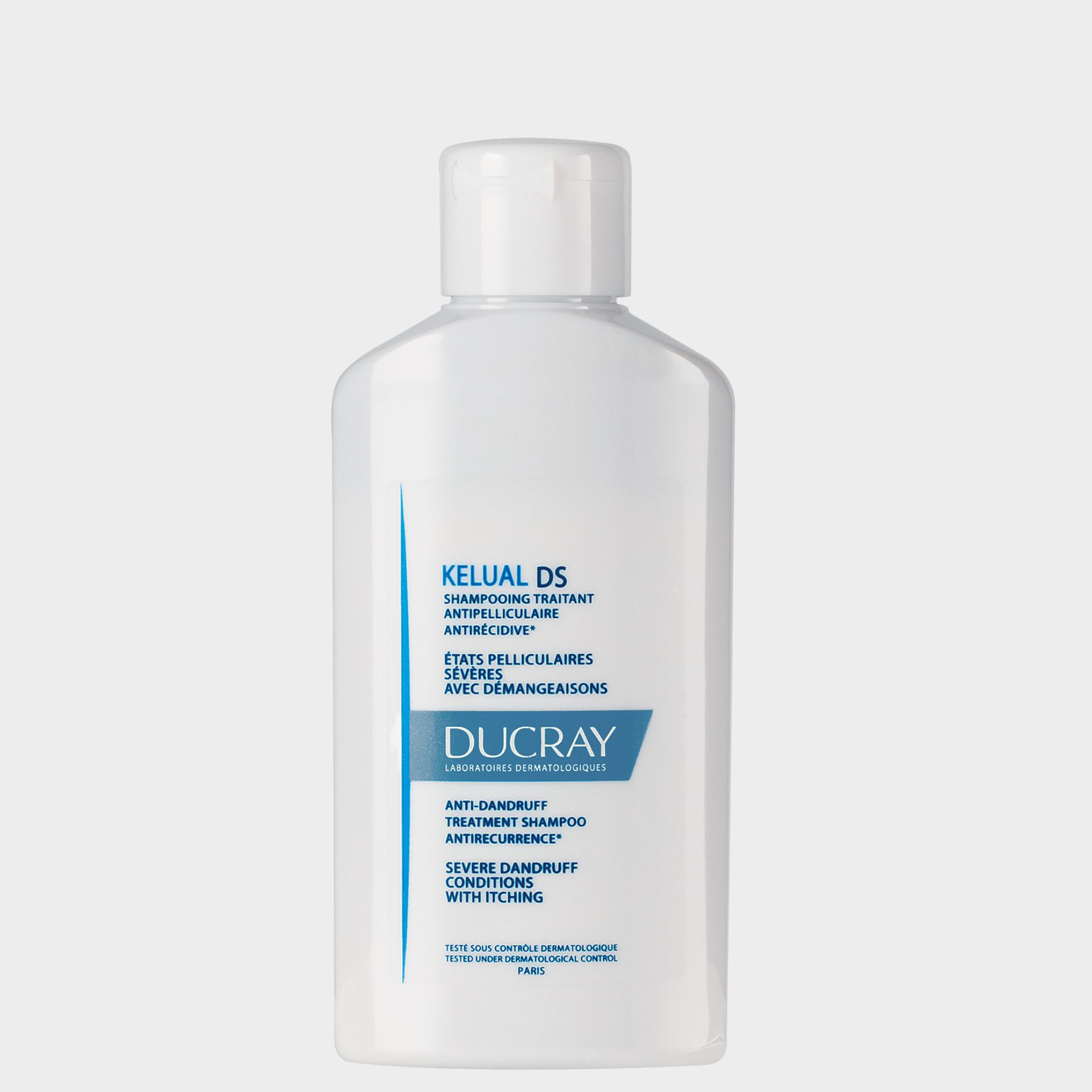 Kelual DS Champô Anticaspa Antirecidiva para cabelos com estados descamativos severos.Embalagem de