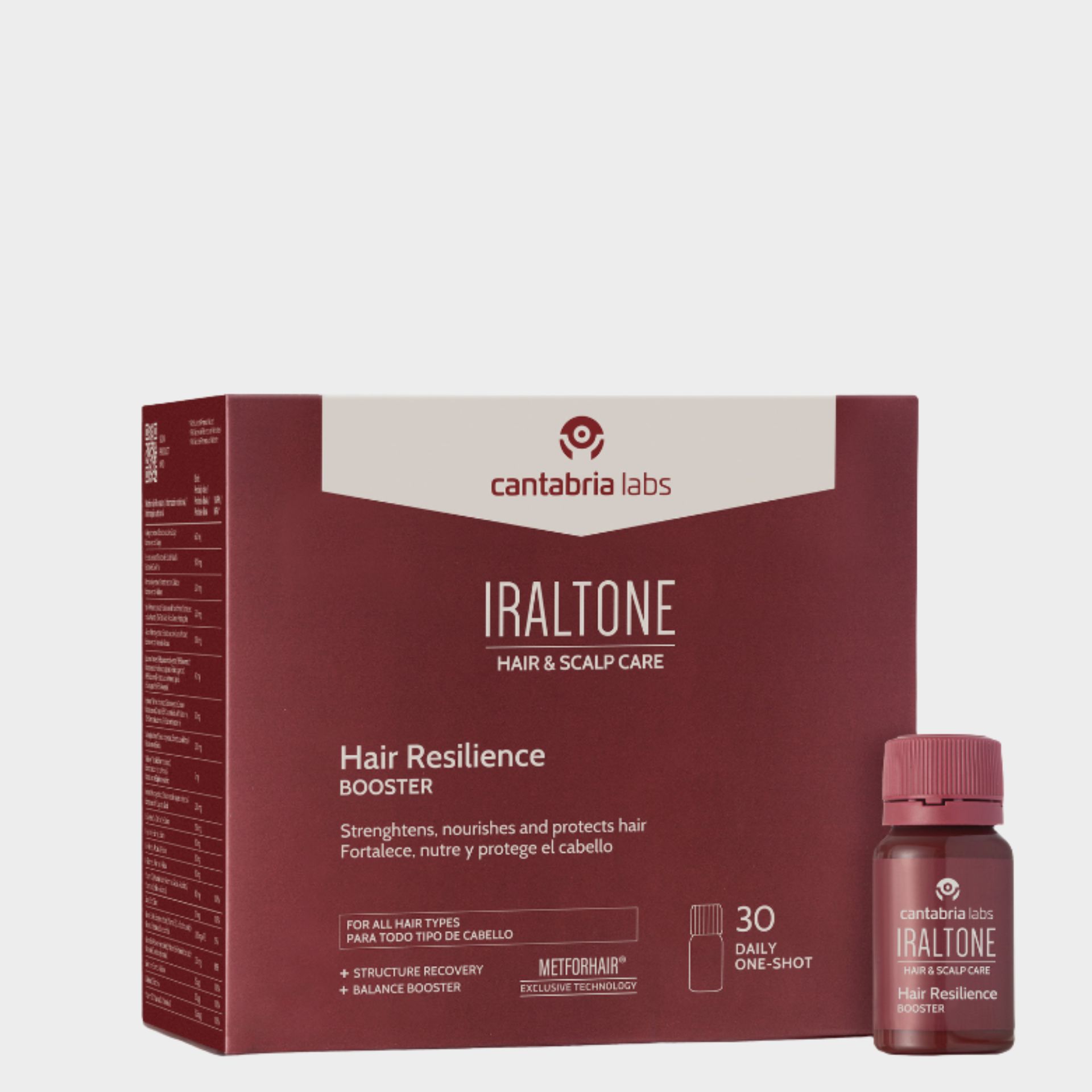 Iraltone Hair Resilience Booster 30 Frascos | Suplemento para Cabelo Forte, Denso e Resiliente