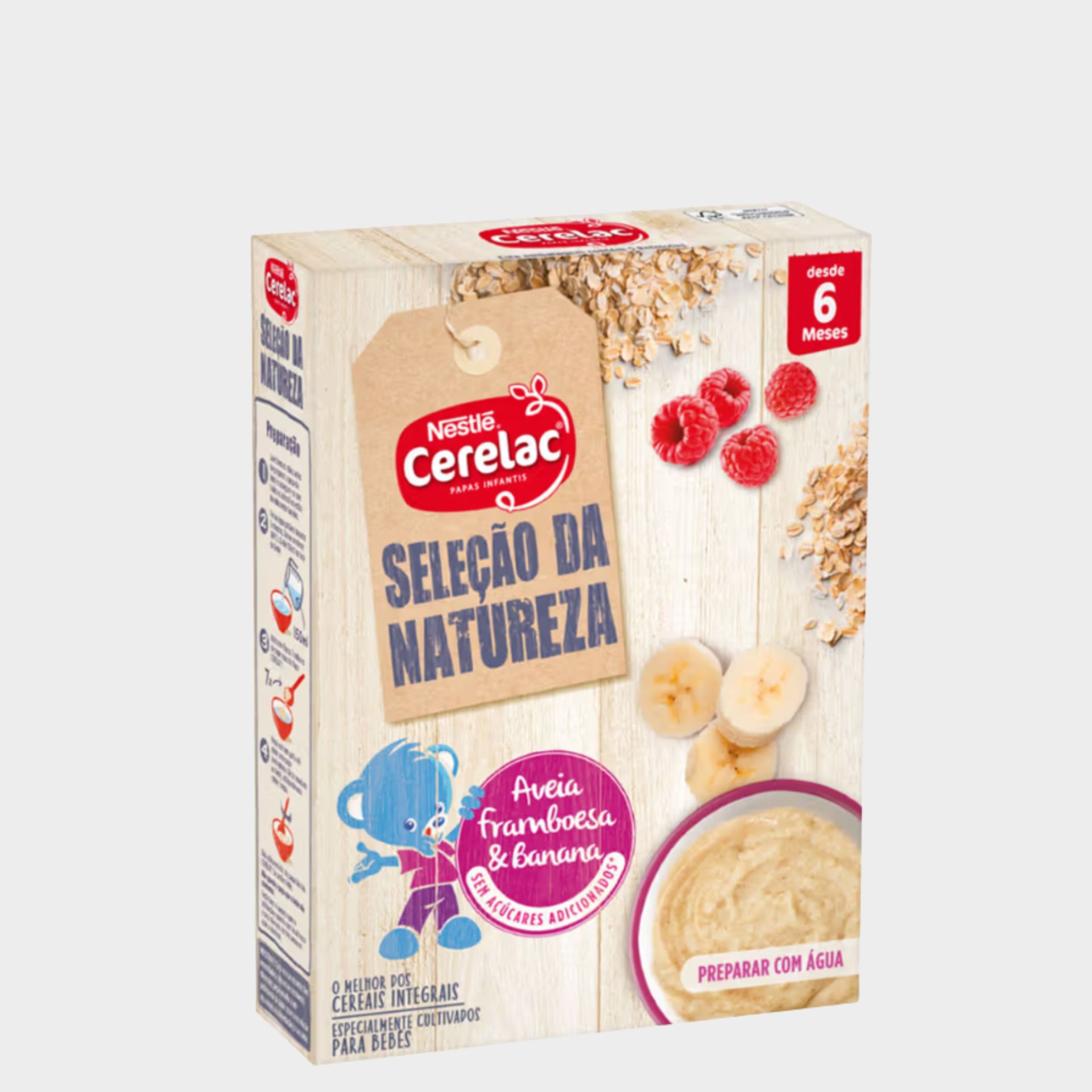 Cerelac Papa Láctea Aveia Framboesa Banana +6 Meses | Preparação com Água