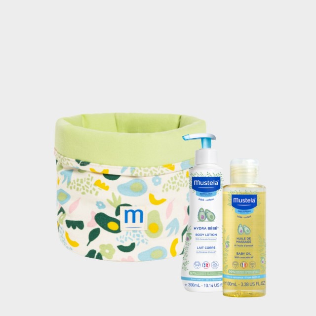 Mustela Cesto + Hydra Leite 300ml + Óleo de Massagem 100ml Mustela Cesto + Hydra Leite 300ml + Óleo de Massagem 100ml