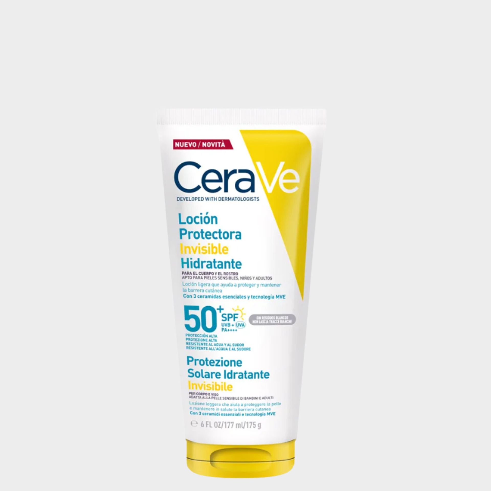 Cerave Loção Protetora Invisível Hidratante SPF50+ 177ml | Protetor Solar Rosto e Corpo