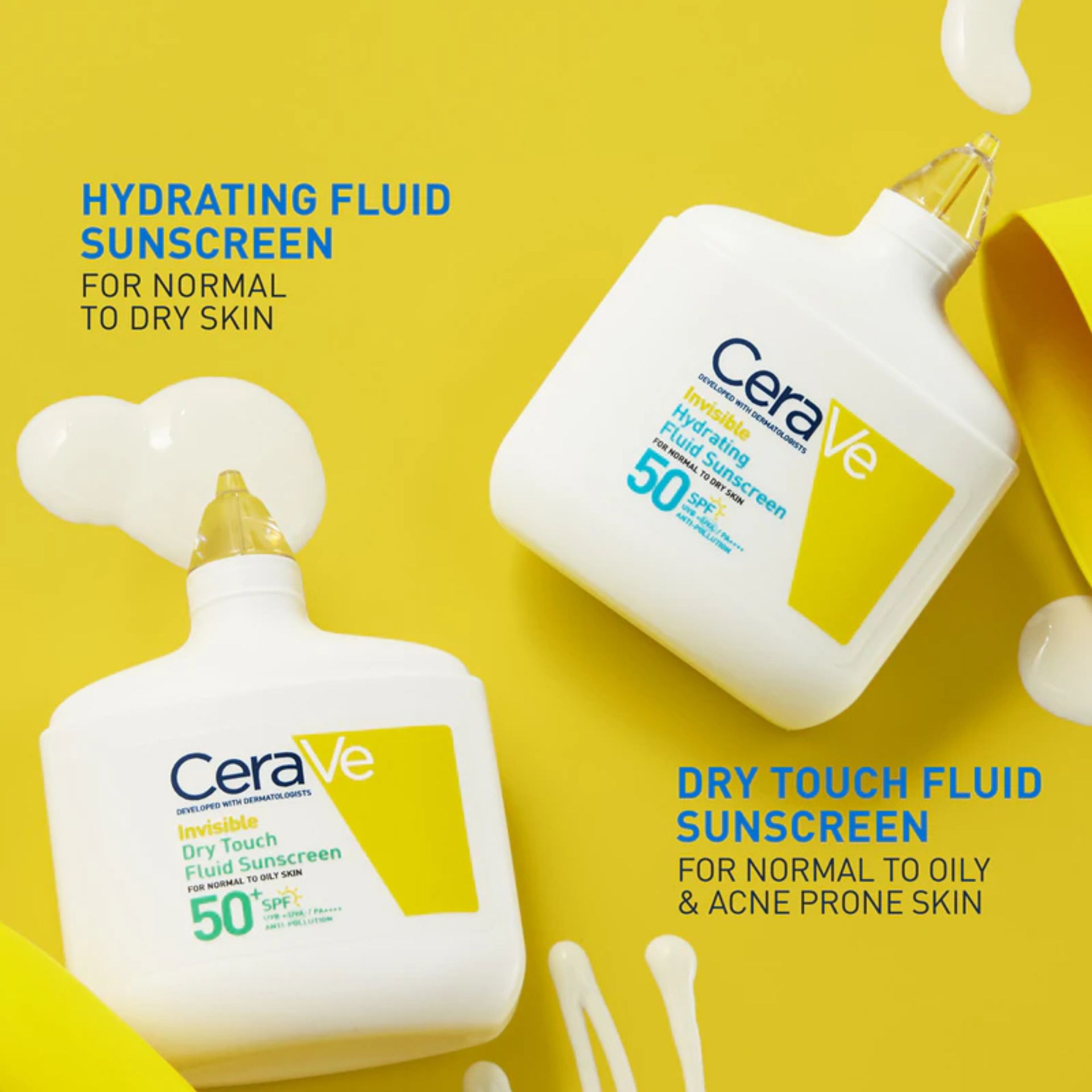 Cerave Fluido Protetor Invisível Hidratante SPF50 50ml | Protetor Solar Rosto - Pele Normal a Seca