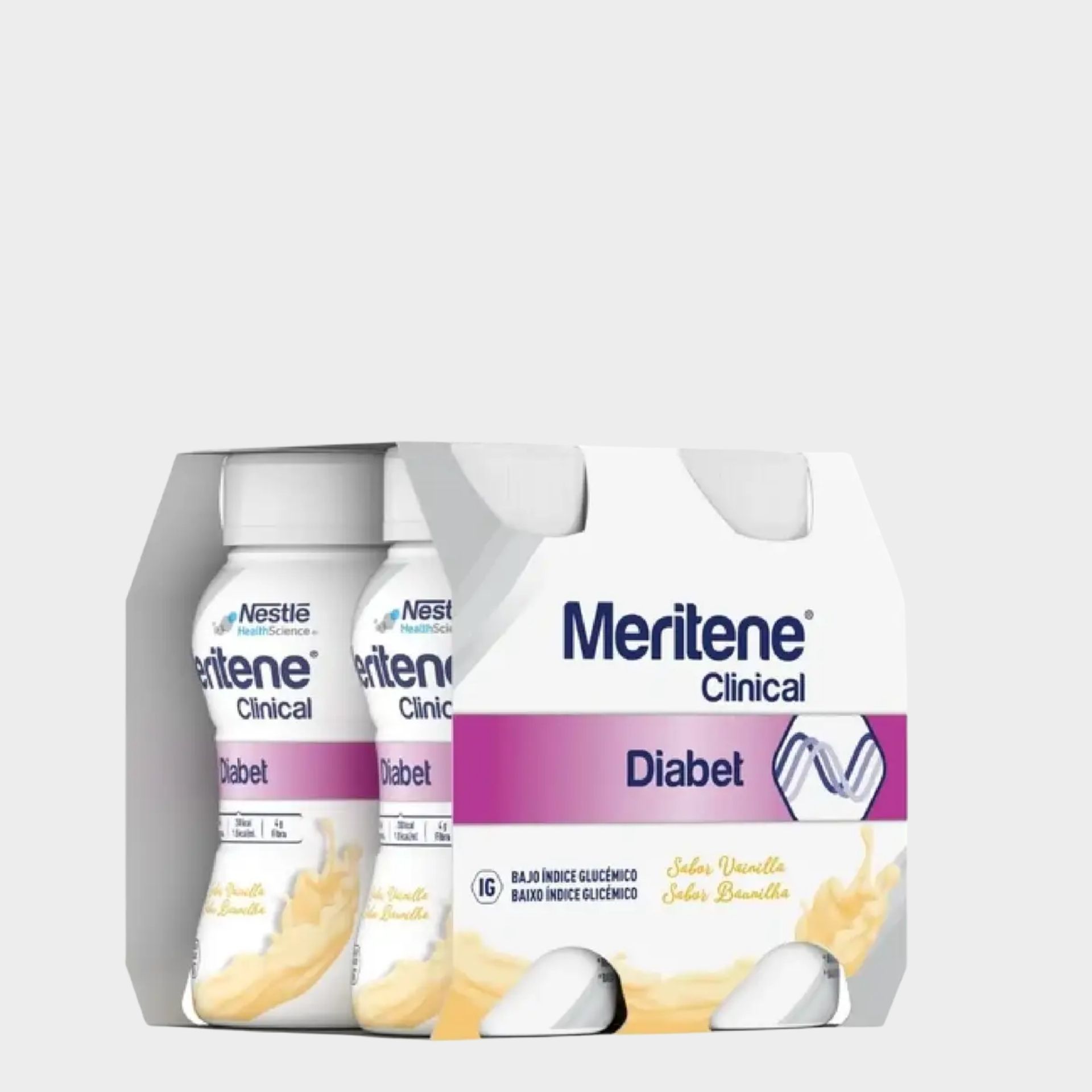 Meritene Clinical Diabet Solução oral, 4 Garrafa 200ml 3A+ Baunilha