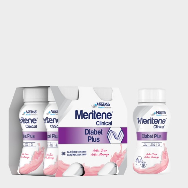 Meritene Clinical Diabet Plus Bebida, 4 Garrafa 200ml 3A+ Morango Meritene Clinical Diabet Plus Bebida, 4 Garrafa 200ml 3A+ Morango