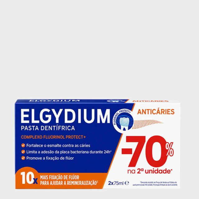 Elgydium Duo Past Dentes Prevenção Caries - 70% 2 unidades Elgydium Duo Past Dentes Prevenção Caries - 70% 2 unidades
