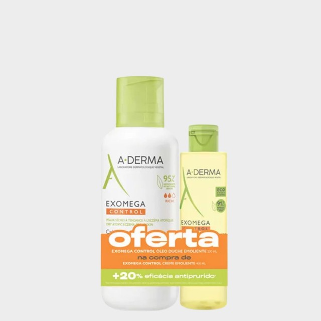 A-Derma Exómega Control Creme 400ml + Oferta Óleo 200ml A-Derma Exómega Control Creme 400ml + Oferta Óleo 200ml